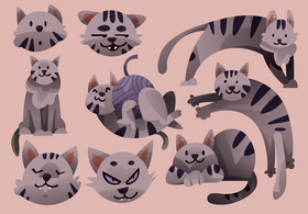 Cat cartoon set vector