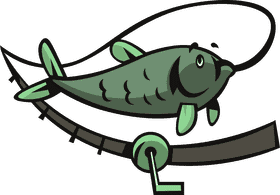 Fishing rod big fish clipart