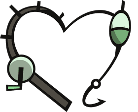Fishing rod heart clipart