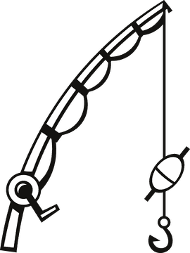 Fishing rod black and white clipart