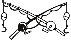 Fishing rod two black and white clipart