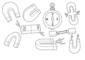 Magnet black and white vector