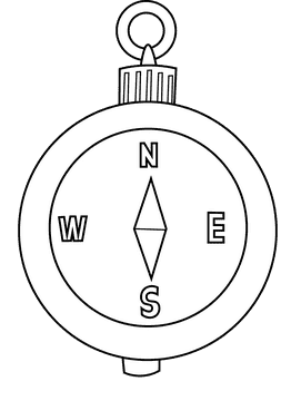 Magnet compass black and white clipart