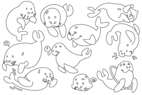 Manatee black and white vector
