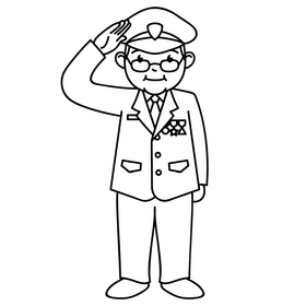 Veterans Day salute drawing black and white clipart