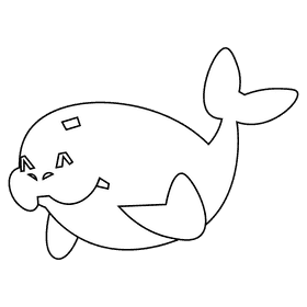 Manatee happy black and white clipart