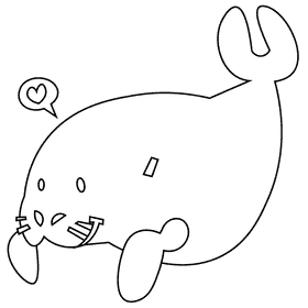 Manatee heart black and white clipart