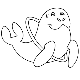 Manatee hula hoop black and white clipart
