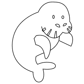 Manatee black and white clipart