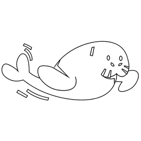 Manatee quick black and white clipart