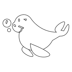 Manatee side black and white clipart