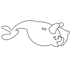 Manatee sleeping black and white clipart