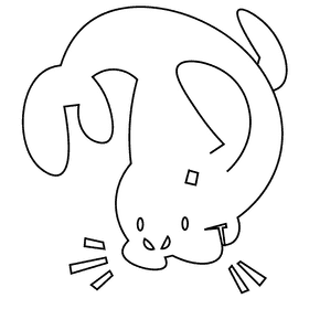 Manatee upside down black and white clipart