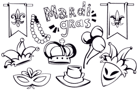 Mardi gras black and white vector