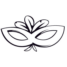 Mardi gras feathered mask black and white clipart