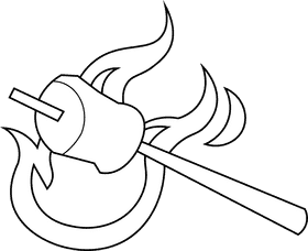 Marshmallow fire black and white clipart