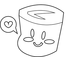 Marshmallow kawaii black and white clipart