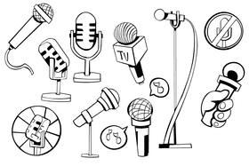 Microphone black and white vector