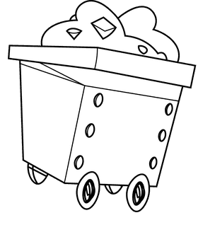 Mining mine cart black and white clipart