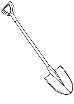 Mining shovel black and white clipart