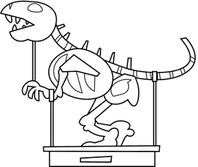 Museum dino black and white clipart