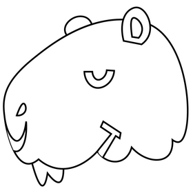 Cute capybara head cartoon black and white clipart