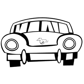 Mustang front blue black and white clipart