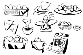 Nachos black and white vector