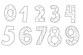 Numbers black and white vector