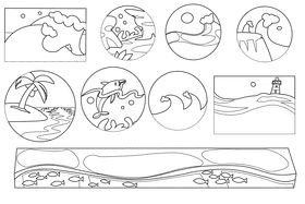 Ocean black and white vector