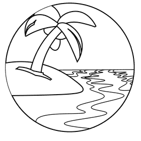 Ocean beach black and white clipart