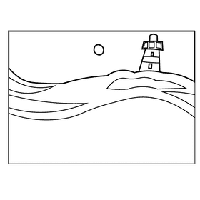 Ocean beacon black and white clipart
