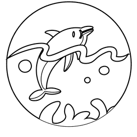 Ocean dolphin black and white clipart