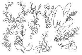 Olive branch black and white vector