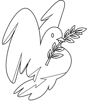 Olive branch dove black and white clipart