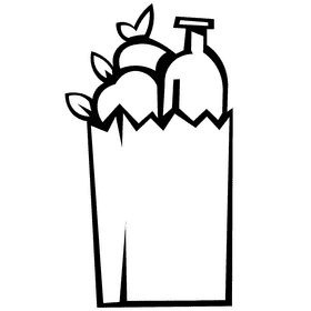 Paper bag full black and white clipart