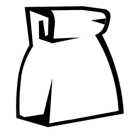 Paper bag rolled black and white clipart