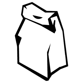 Paper bag rolled black and white clipart