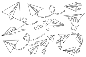 Paper plane black and white vector
