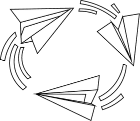 Paper plane circle black and white clipart