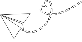 Paper plane heart path black and white clipart