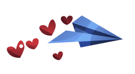 Paper plane hearts clipart