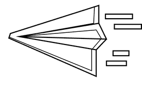 Paper plane top black and white clipart