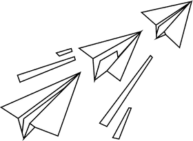 Paper plane trio black and white clipart