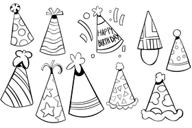Party hat black and white vector