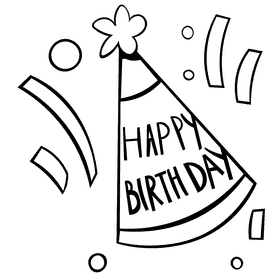 Party hat birthday black and white clipart