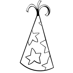 Party hat stars black and white clipart