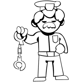 Police handcuffs black and white clipart