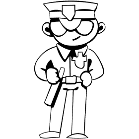 Police officer black and white clipart