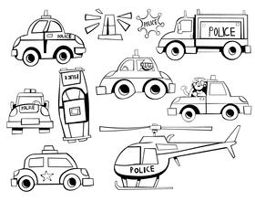 Police car black and white vector